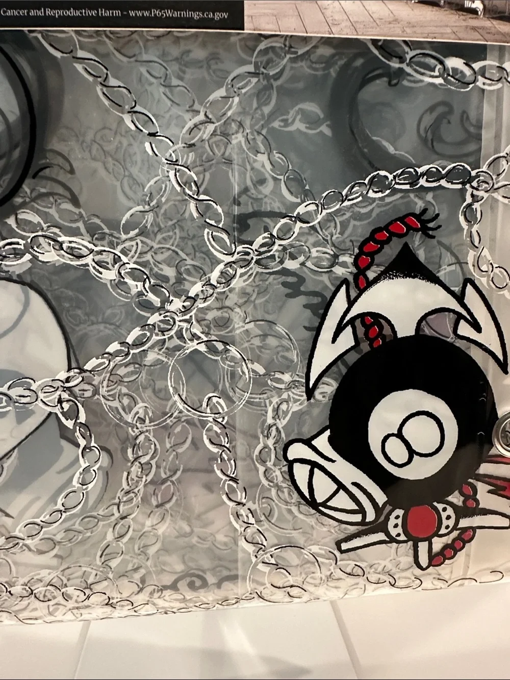 NWT Ed Hardy Printed Peva Black & White Shower Liner.